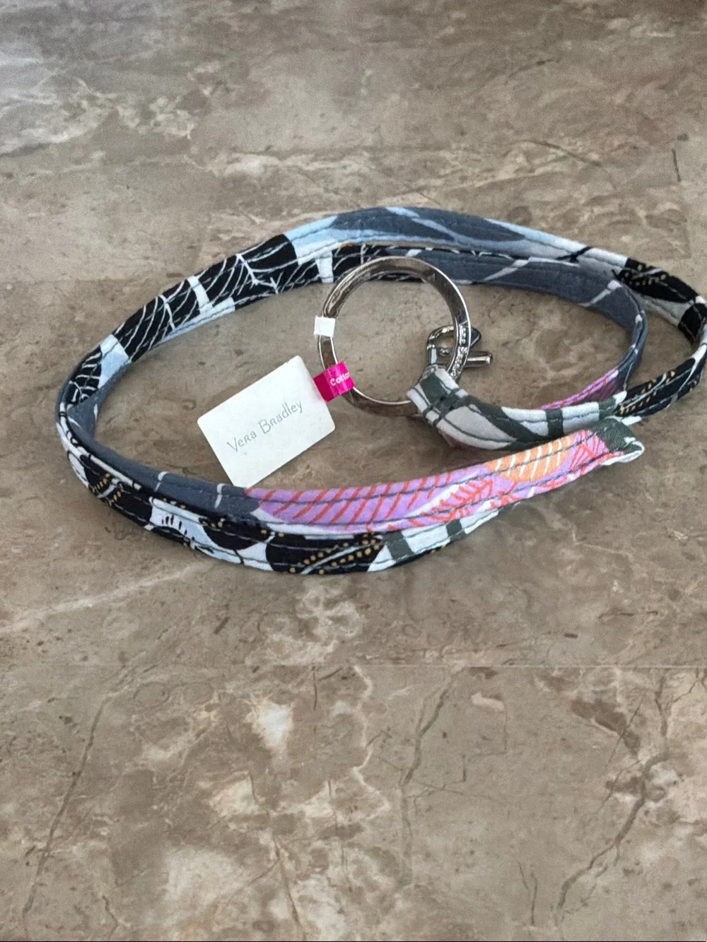 Vera Bradley Multicolor Palm Floral Lanyard with Key Ring